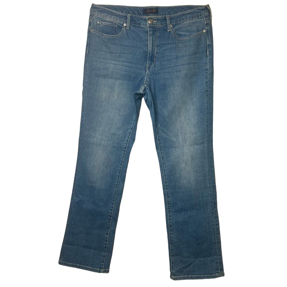 Seven7 Jeans Size 14 Light Wash Straight Leg Denim Boyfriend Classic Stretch